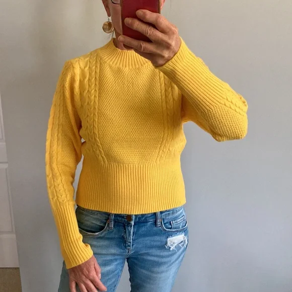 Bright Yellow Ribbed Long Sleeve Sweater - Picture 2 of 11